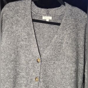 Ella Moss Heather Gray V-Neck Button Cardigan